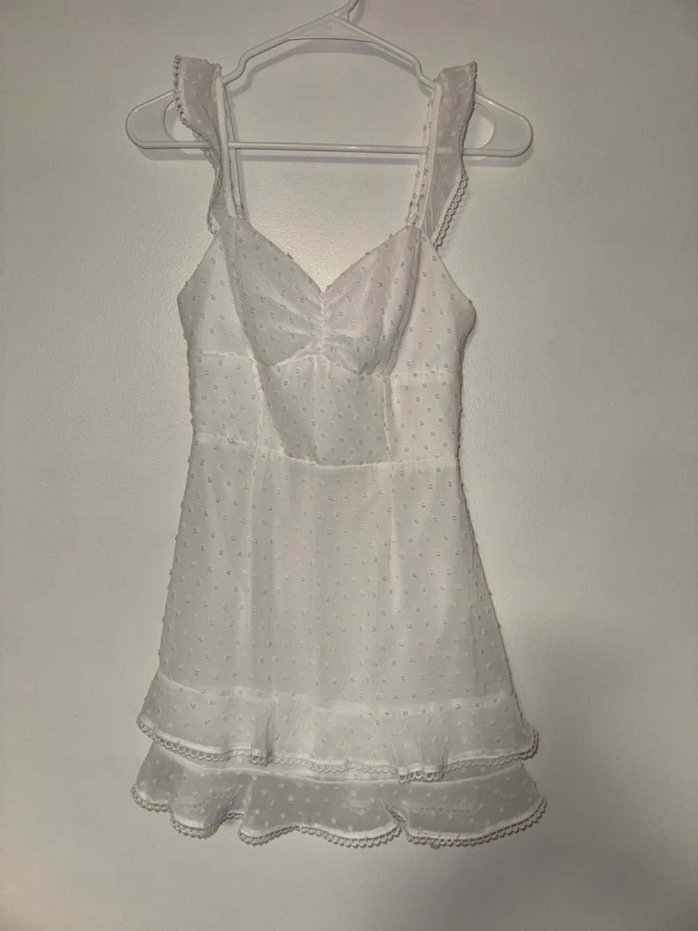 Lucy in the Sky White Polka Dot Ruffle Mini Dress Sleeveless Sundress Size S